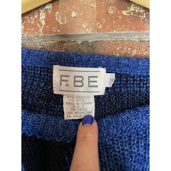 Vintage FABE Sweater Size Medium Acrylic Wool Blend 80s Grandpa Retro Geometric - Picture 3 of 4